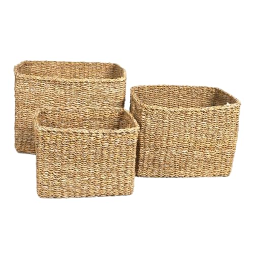 NATURAL LIVING " SET VON 3 KÖRBEN AUS SEEGRAS " RECHTECKIG H24/H27/H30CM von Urban Living