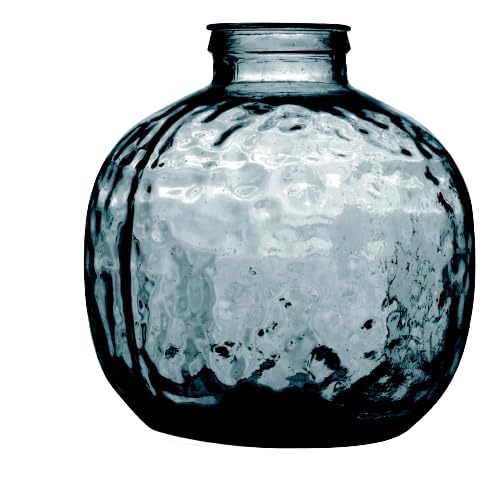 NATURAL LIVING VASE Louise 15L Saphir AUS RECYCELTEM Glas Durchmesser 32CM X H35CM von NATURAL LIVING