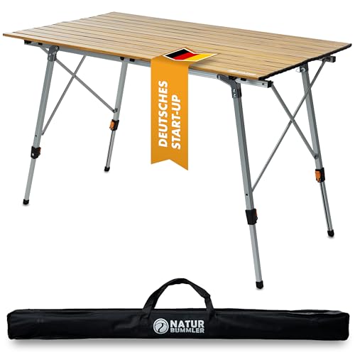 NATURBUMMLER ® Campingtisch klappbar [höhenverstellbar inkl Anti-Rost Schutz] federleicht in Gr. M & XL verfügbar - Klapptisch Campingtisch faltbar Camping Table Angeltisch Camping Beistelltisch (XL) von NATURBUMMLER