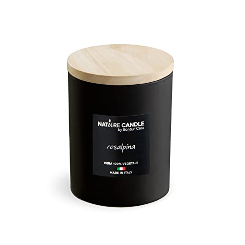 Bonturi Casa 20254001 Kerze, Wachs, Glas, Holz, Schwarz/Natur, 8,5 cm von NATURE CANDLE by Bonturi Casa