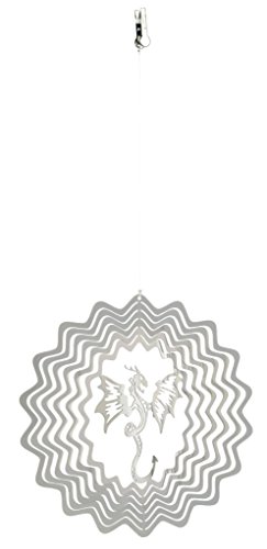 NATURE'S MELODY - Cosmo Windspiel DRACHE, ca. 5 Zoll / ca. 12 cm, silberfarben von Nature's Melody
