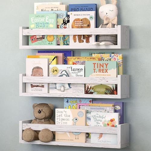 NATURE SUPPLIES 3er-Set, 58 cm, weiß getüncht, schwebende Regale für die Wand, Kinder-Bücherregal für Schlafzimmer, Bücheraufbewahrung für Kinderzimmer, Kinderzimmermöbel, Wandregale für Kinder NATURE SUPPLIES 3er-Set, 58 cm, weiß getüncht, schwebende Regale für die Wand, Kinder-Bücherregal für Schlafzimmer, Bücheraufbewahrung für Kinderzimmer, Kinderzimmermöbel, Wandregale für Kinder von NATURE SUPPLIES