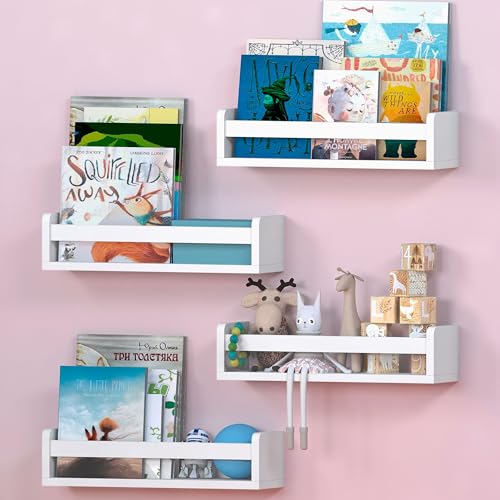 NATURE SUPPLIES Set mit 4 weißen Kinderzimmerregalen 41,7 cm, Massivholz, ideal für Bücher, Spielzeug und Dekoration, Wand-Bücherregal für Kinderzimmer, Kinder-Bücherregal, Kinderzimmer, Bücherregale, NATURE SUPPLIES Set mit 4 weißen Kinderzimmerregalen 41,7 cm, Massivholz, ideal für Bücher, Spielzeug und Dekoration, Wand-Bücherregal für Kinderzimmer, Kinder-Bücherregal, Kinderzimmer, Bücherregale, von NATURE SUPPLIES
