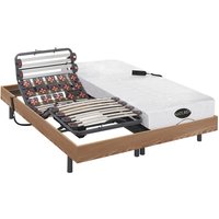 Relaxbett elektrisch - Matratzen mit Memory Schaum & Bambus - DAMYSOS von NATUREA - mit OKIN-Motor - 2 x 80 x 200 cm - Holzfarben von NATUREA