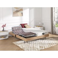 Relaxbett elektrisch - Matratzen mit Memory Schaum & Bambus - LYSIS III von NATUREA - mit OKIN-Motor - 2 x 90 x 200 cm - Holzfarben von Vente-unique