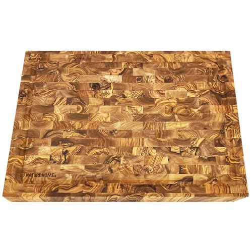 Exklusives Kochvergnügen: NATUREHOME's Hochwertiges Mosaik Schneidebrett PRESTIGE aus Olivenholz 40x30x4,5cm von NATUREHOME