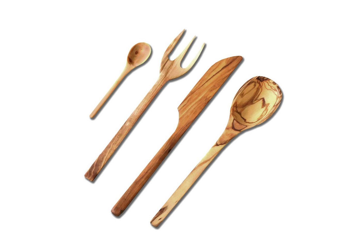 NATUREHOME Besteck-Set Tafelbesteck Besteck-Sets Rustikal Olivenholz (4-tlg), 6 Personen, Olivenholz, Nachhaltig, Leicht, Handarbeit von NATUREHOME