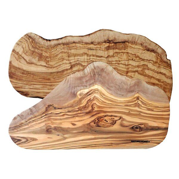 NATUREHOME Brotzeitset 2er Set Servierbrett Schneidebrett Käsebrett Olivenholz mit Naturkante von NATUREHOME