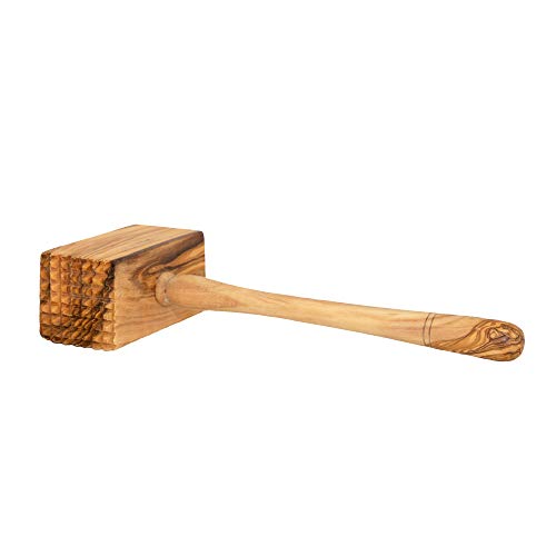 NATUREHOME Fleischklopfer aus Olivenholz - 25cm zweiseitiger Fleischhammer - Holzhammer Küchenzubehör zum Klopfen von Fleisch von NATUREHOME