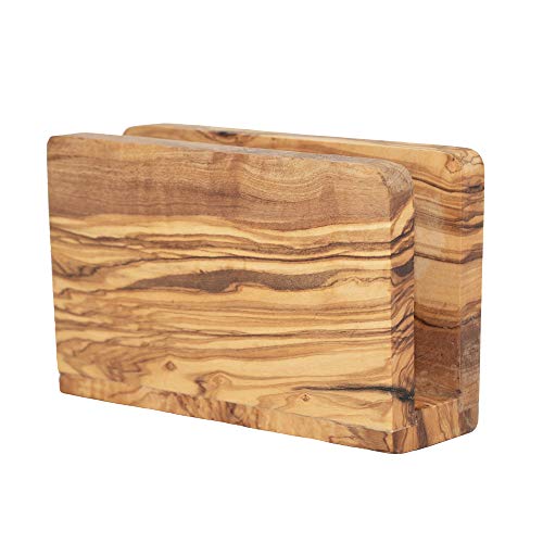 Hochwertiger Serviettenhalter aus nachhaltigem Olivenholz von NATUREHOME – Exklusiver, langlebiger und umweltfreundlicher Serviettenspender Holz stehend 16 x 10 x 5 cm von NATUREHOME
