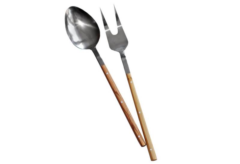 NATUREHOME Salatbesteck Salatbesteck aus Edelstahl mit Olivenholzgriff 2 tlg.... (2-tlg), Einzelstück, Handarbeit, Design von NATUREHOME