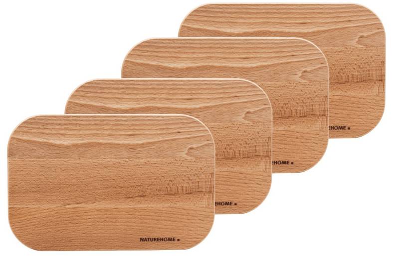 NATUREHOME Schneidebrett Das 4er-Set Schneidebretter von NATUREHOME 23x15x1cm, Buchenholz, (4erSet, 4-St), Handarbeit von NATUREHOME