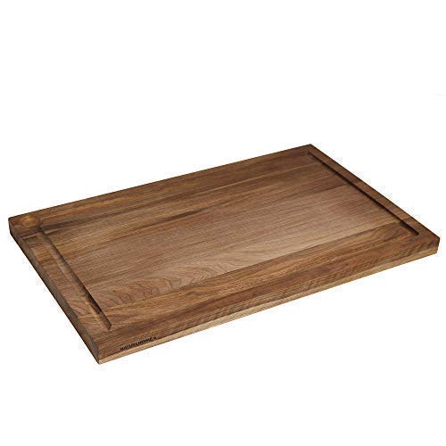 NATUREHOME Schneidebrett Holz Groß Nussbaum - 58x36x3 cm Holzschneidebrett Einseitig Massivholz Küchenbrett Holzbrett Hochwertig Nudelbrett Tranchierbrett mit Saftrille Saftfänger vegan von NATUREHOME