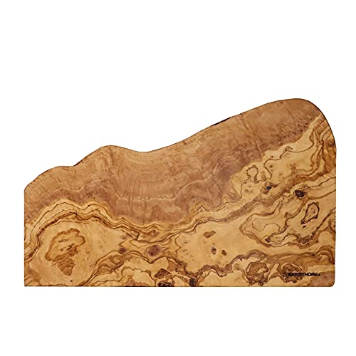 NATUREHOME Schneidebrett Naturkante aus Olivenholz ca. 40 x 22 x 2 cm Jedes Stück EIN Unikat Schneidbrett, Dekoration oder rusikales Holz-Schneidebrett ökologisch und nachhaltig von NATUREHOME