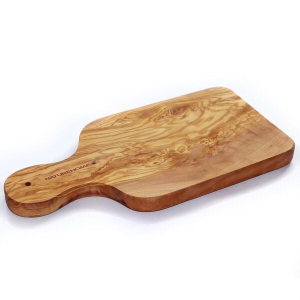 NATUREHOME Schneidebrett Olivenholz Massiv mit Griff 30cm 40 cm 50 cm o. 3er Set von NATUREHOME