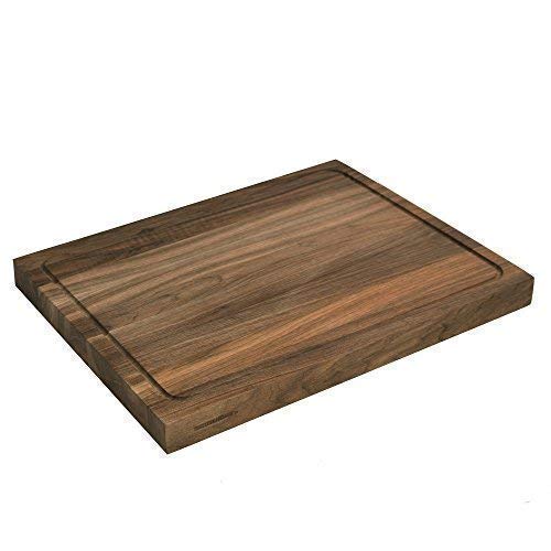 NATUREHOME Schneidebrett beidseitig mit Saftrille Holz Groß Nussbaum - 50x40x4 cm Holzschneidebrett Massivholz Küchenbrett Holzbrett Hochwertig Tranchierbrett Schneideunterlage von NATUREHOME