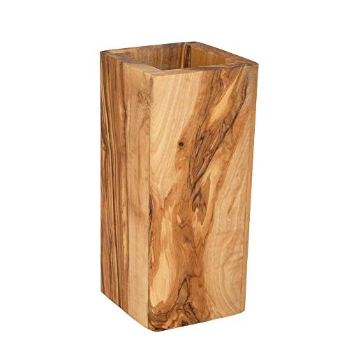 NATUREHOME Utensilo Olivenholz 23 x12,5 cm Innenmaß ca 10 x10 cm für Kochlöffel, Besteck, Pinsel, Malerbedarf, Kochzubehör von NATUREHOME