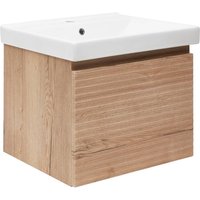 Badezimmermöbel mit Naturwaschbecken Savona 58x43x44,8 cm Halifax-Eiche matt (SAVONA60DHU1) - Naturel von NATUREL