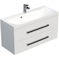 Badezimmermöbel mit Waschbecken Cube Way 100x40 cm weiß glänzend (CUBE2100ZBL) - Naturel von NATUREL