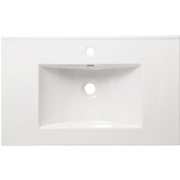 Naturel Modena Keramikwaschbecken 81×46 cm mit mittigem Hahnloch, Weiß glänzend (M8046) von NATUREL