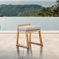 Naturel - Outdoor Tischstuhl aus massivem Teakholz, 50x59.5x56 cm, mit perlgrauen Kissen, ohne Rückenlehne (NATOFCH50S) von NATUREL