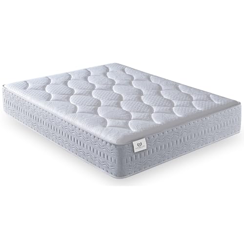 NATURELITS MemorySens Taschenfederkern matratze Viskoelastische 150 x 200 cm Taschenfederkern anpassbar, hygienisch und atmungsaktiv mittel Härte Milbenschutz Grau Nature Hybrid Höhe 32 cm von NATURELITS