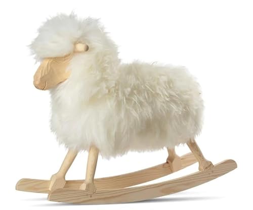 Rocking Sheep Schaukelschaf - Kurzhaar | Handgefertigt in Dänemark | Größe: 85x25x60cm | Mit echtem Schaffell bedeckt | FSC-zertifiziertes Holz | Dänischer Designklassiker | Farbe: Ivory von NATURES Collection