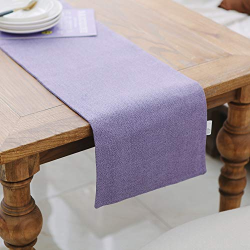 NATUS WEAVER Soft Caddice Tischläufer aus Kunstleinen, 2-teilig, Stoff in 1, für Küche, Familienessen oder Versammlungen, Partys im Innen- oder Außenbereich, Sitzplätze 4-6 Personen), Lila von NATUS WEAVER