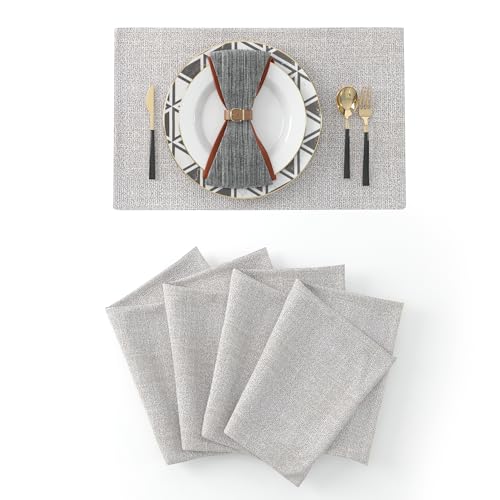 Set mit 4 Stück, weiche, handgefertigte Leinenimitat, 2 Seiten, hitzebeständig, Esstisch, Platzsets, Küchentischsets, 30,5 x 45,7 cm, Beige von NATUS WEAVER