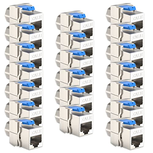 20x CAT8 Keystone RJ45 Modul Buchse 2000 MHz 40Gbit vollgeschirmt werkzeuglos Kupplung Netzwerkkabel Einbaubuchse für Verlegekabel Patchpanel Netzwerkdose von NAUC