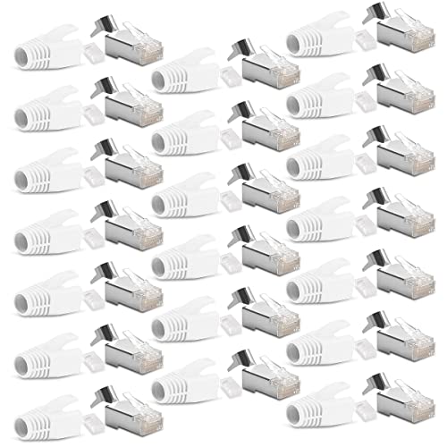20x Netzwerkstecker CAT7 CAT6A CAT5 RJ45 LAN Netzwerk DSL Crimp Stecker vergoldete Kontakte Einführhilfe Knickschutz geschirmt AWG22/23 ProfiPatch 20x Netzwerkstecker CAT7 CAT6A CAT5 RJ45 LAN Netzwerk DSL Crimp Stecker vergoldete Kontakte Einführhilfe Knickschutz geschirmt AWG22/23 ProfiPatch von NAUC