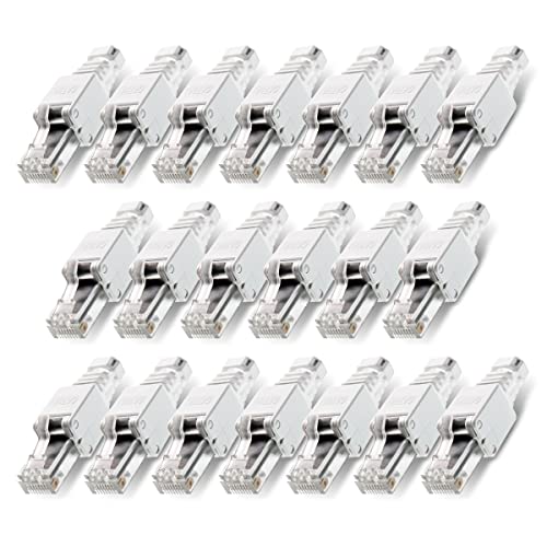 20x Netzwerkstecker werkzeuglos RJ45 CAT6A LAN Kabel bis 7,5 mm Stecker ohne Werkzeug werkzeugfrei CAT7 CAT6 CAT5 Verlegekabel Patchkabel Netzwerkkabel Toolless Modular Plug Connector Crimpstecker von NAUC