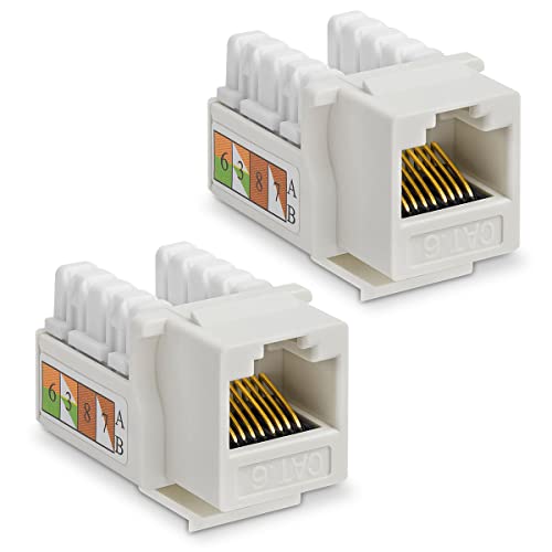 2X CAT6 Keystone RJ45 Modul Buchse 250 MHz werkzeuglos Kupplung Netzwerkkabel Einbaubuchse für Verlegekabel Patchpanel Netzwerkdose von NAUC