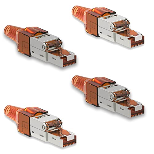 4X Netzwerkstecker Cat 7 CAT7 werkzeuglos RJ45 LAN Kabel Stecker ohne Werkzeug werkzeugfrei kompatibel für CAT6 CAT6a CAT5 Verlegekabel Patchkabel Netzwerkkabel Toolless Modular Plug Connector von NAUC