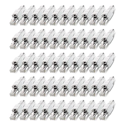 50x Netzwerkstecker werkzeuglos RJ45 CAT6A LAN Kabel bis 7,5 mm Stecker ohne Werkzeug werkzeugfrei CAT7 CAT6 CAT5 Verlegekabel Patchkabel Netzwerkkabel Toolless Modular Plug Connector Crimpstecker von NAUC