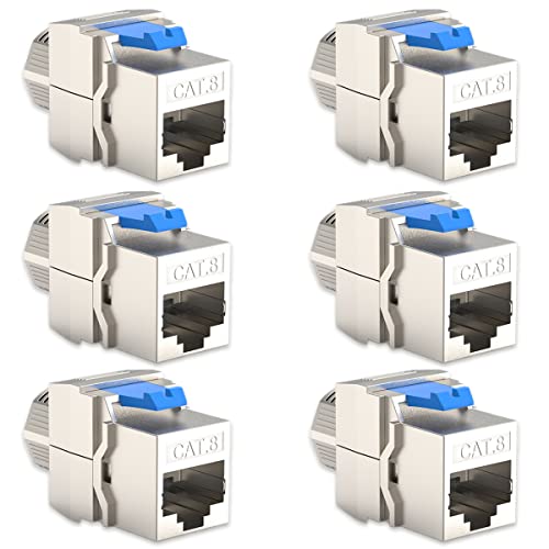 6X CAT8 Keystone RJ45 Modul Buchse 2000 MHz 40Gbit vollgeschirmt werkzeuglos Kupplung Netzwerkkabel Einbaubuchse für Verlegekabel Patchpanel Netzwerkdose 6X CAT8 Keystone RJ45 Modul Buchse 2000 MHz 40Gbit vollgeschirmt werkzeuglos Kupplung Netzwerkkabel Einbaubuchse für Verlegekabel Patchpanel Netzwerkdose von NAUC