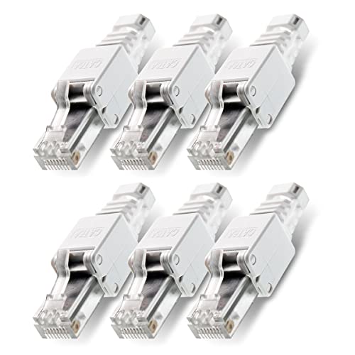 6X Netzwerkstecker werkzeuglos RJ45 CAT6A LAN Kabel bis 7,5 mm Stecker ohne Werkzeug werkzeugfrei CAT7 CAT6 CAT5 Verlegekabel Patchkabel Netzwerkkabel Toolless Modular Plug Connector Crimpstecker von NAUC