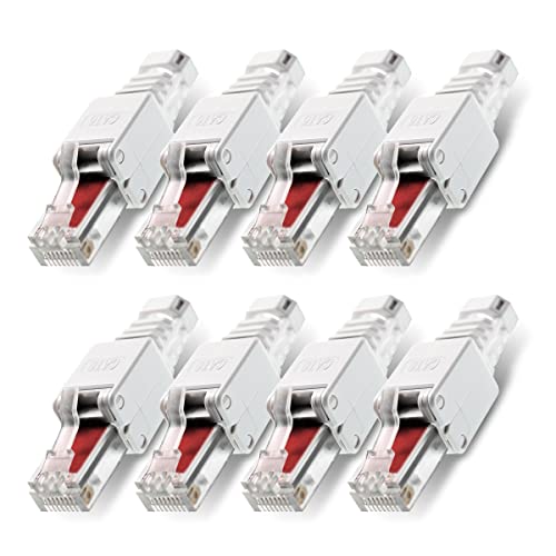 8 Stück Netzwerkstecker werkzeuglos RJ45 CAT6 LAN UTP Kabel Stecker ohne Werkzeug werkzeugfrei CAT5 CAT7 Verlegekabel Patchkabel Netzwerkkabel Toolless Modular Plug Connector Crimpstecker von NAUC