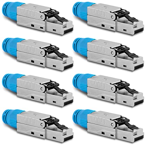 8X Netzwerkstecker Cat 8 CAT8.1 werkzeuglos RJ45 LAN Kabel Stecker ohne Werkzeug werkzeugfrei kompatibel für CAT7 CAT6 CAT6a CAT5 Verlegekabel Patchkabel Netzwerkkabel Toolless Modular Plug Connector von NAUC