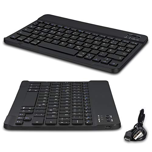 NAUC Bluetooth Tastatur Kabellose Funktastatur Flache Multi-Device Wireless Keyboard Wiederaufladbare Keyboard QWERTZ Layout für MacOS Windows iOS Android NAUC Bluetooth Tastatur Kabellose Funktastatur Flache Multi-Device Wireless Keyboard Wiederaufladbare Keyboard QWERTZ Layout für MacOS Windows iOS Android von NAUC