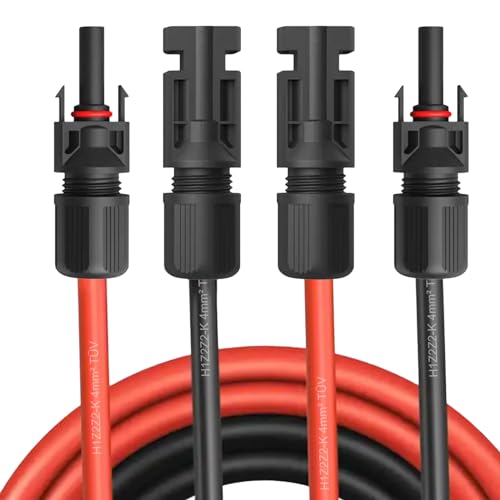 NAUC Solar Verlängerungskabel für Solarpanel - Solarstecker 1500V Solarkabel für Solarmodule - Photovoltaik-Stecker - Kabel 4 mm² / 6 mm² - TÜV, Kabelquerschnitt:4mm², Länge:2X 5m incl. Stecker von NAUC