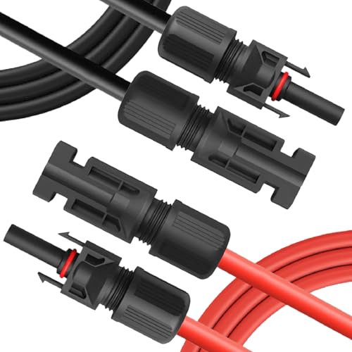 NAUC Solar Verlängerungskabel für Solarpanel - Solarstecker 1500V Solarkabel für Solarmodule - Photovoltaik-Stecker - Kabel 4 mm² / 6 mm² - TÜV, Länge:2X 1m 4mm², Steuersatz:0% gem. § 12 Abs. 3 UStG von NAUC