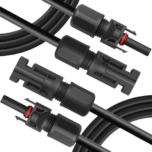 NAUC Solar Verlängerungskabel für Solarpanel - Solarstecker Solarkabel für Solarmodule - Photovoltaik-Stecker - Kabel 4 mm² / 6 mm² - TÜV, Länge:2X 1m 6mm², Steuersatz:0% gem. § 12 Abs. 3 UStG von NAUC