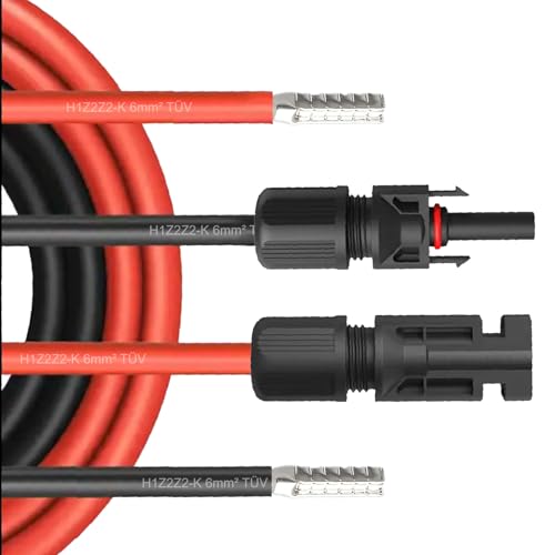 NAUC Solar Verlängerungskabel für Solarpanel - Solarstecker 1500V Solarkabel für Solarmodule - Photovoltaik-Stecker - Kabel für Laderegler 4 mm² / 6 mm² - TÜV, Länge:2X 40m 4mm², Steuersatz:19% von NAUC