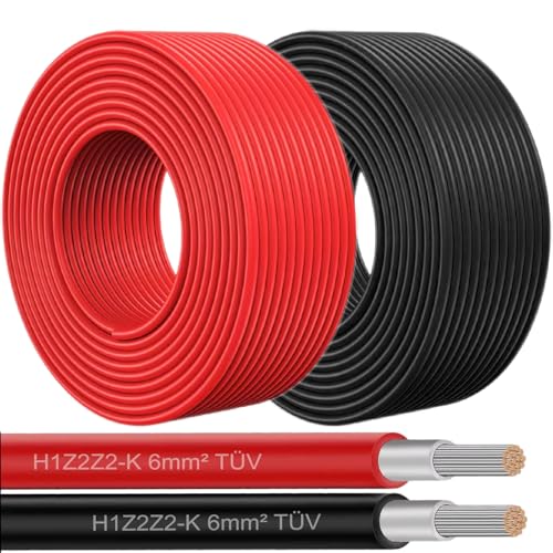 NAUCI Solar Solarleitung für Solarpanel - Solarkabel für Solarmodule - Photovoltaik-Kabel - Kabel 4 mm² - Schwarz/Rot, Farbe:Rot, Länge:15 M inkl. 0% MwSt. gem. § 12 Abs. 3 UStG von NAUCI