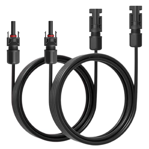 NAUCI Solar Verlängerungskabel für Solarpanel - Solarkabel Schwarz mit PV Stecker/Buchse - Photovoltaik-Stecker - Kabel 4 mm² / 6 mm² - Solarstecker, Länge:2X 3M 4mm² von NAUCI