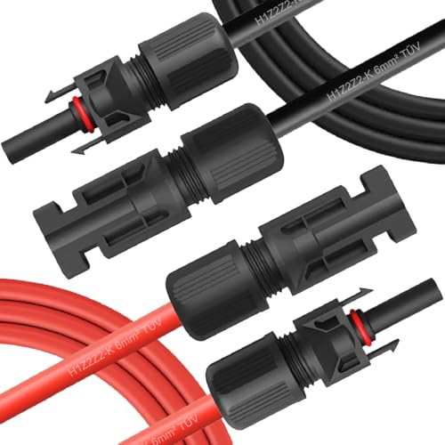 NAUCI Solar Verlängerungskabel für Solarpanel - Solarkabel mit Stecker/Buchse - Solarstecker -Stecker Kabel 4 mm² / 6 mm², Steuersatz:0% gem. § 12 Abs. 3 UStG, Kabellänge:2X 3M 4mm² von NAUCI