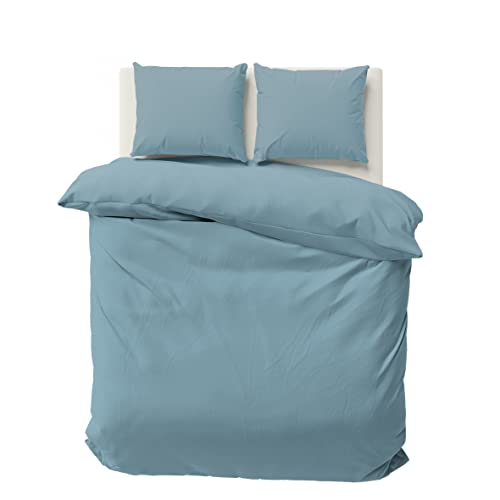 NAUTICA Home Solid Twinforce Blau- BETTWÄSCHE Set -155X220 Bettbezug +80X80 Kissenbezug von NAUTICA