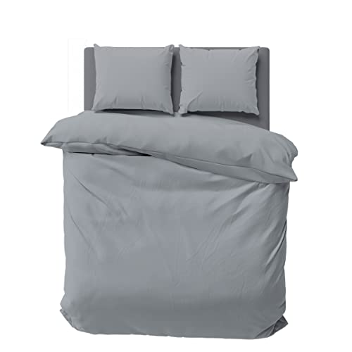 NAUTICA Home Solid Twinforce Grau- BETTWÄSCHE Set -155X220 Bettbezug +80X80 Kissenbezug von NAUTICA