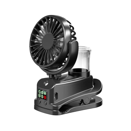 3-in-1 tragbarer Sprühkühlventilator & Luftbefeuchter | 3D-Weitwinkel-Luftstrom, 14-Gang-Design, 1200 mAh B Clip-On/Ständer verstellbar, von NAUXIU